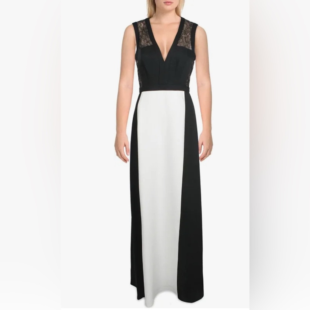 BCBGMaxAzria Black and White Oudette Gown